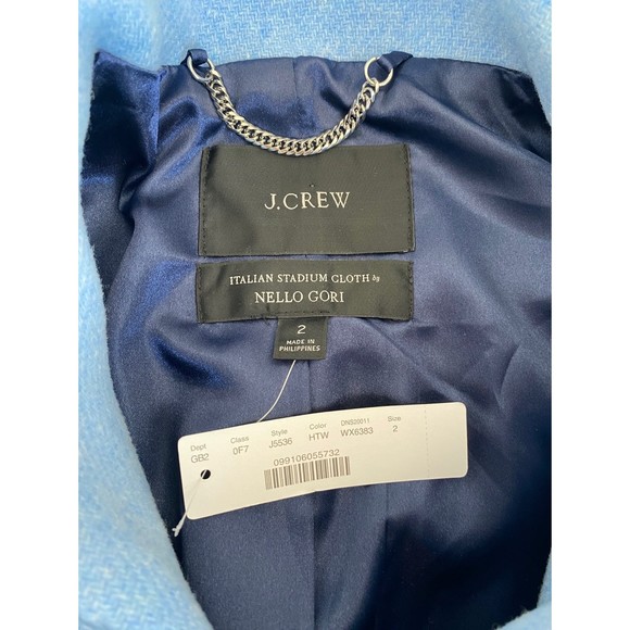 NWT J. Crew Italian Stadium Cloth Cocoon Coat in Heather Twilight Blue Size 2 - Picture 7 of 9